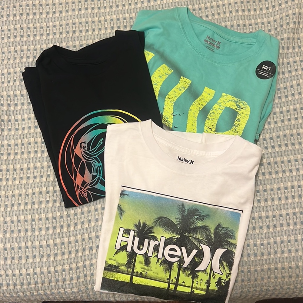 NWT Hurley t shirts LOT of 3. Size youth Medium 10/12